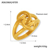 Wholesale Jewelry Geometric Doublelayer Line Hollow Interlocking 316L Stainless Steel Goldplated Ring