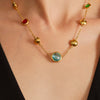 Wholesale Jewelry Geometric Faceted Glass 316L Stainless Steel Electroplated Necklace For Women