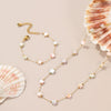 Wholesale Jewelry Geometric Fivepointed Star Motherofpearl Stainless Steel Electroplated Necklace And Bracelet For Women