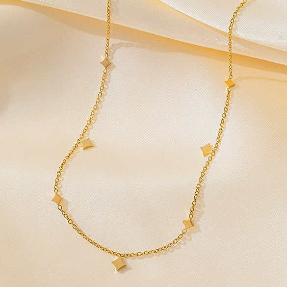 Wholesale Jewelry Geometric Fivepointed Star Titanium Steel Electroplated O Chain Necklace For Women