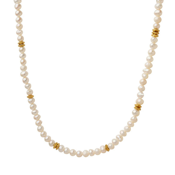 Wholesale Jewelry Geometric Freshwater Pearl 316L Stainless Steel Electroplated Necklace For Women