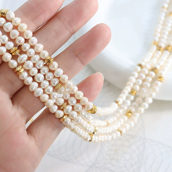 Wholesale Jewelry Geometric Freshwater Pearl 316L Stainless Steel Electroplated Necklace For Women