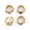 Wholesale Jewelry Geometric Gemstone Inlaid Alloy Ring With Electroplating Treatment For Women