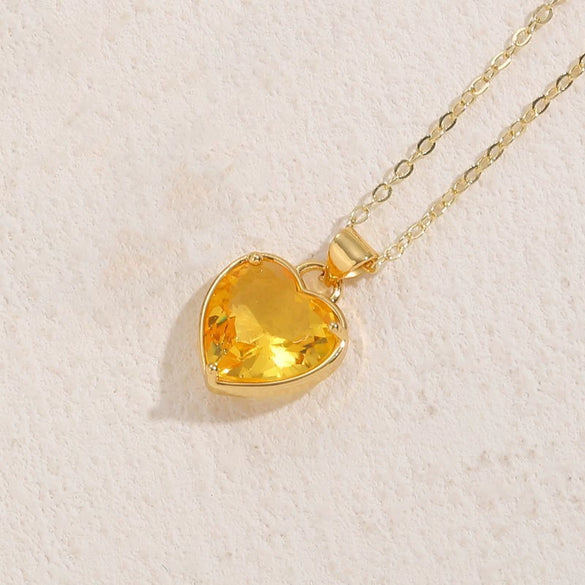 Wholesale Jewelry Geometric Glass Love Pendant Necklace Copper Electroplated For Women