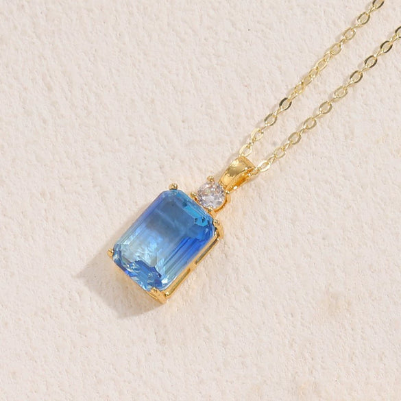Wholesale Jewelry Geometric Glass Love Pendant Necklace Copper Electroplated For Women