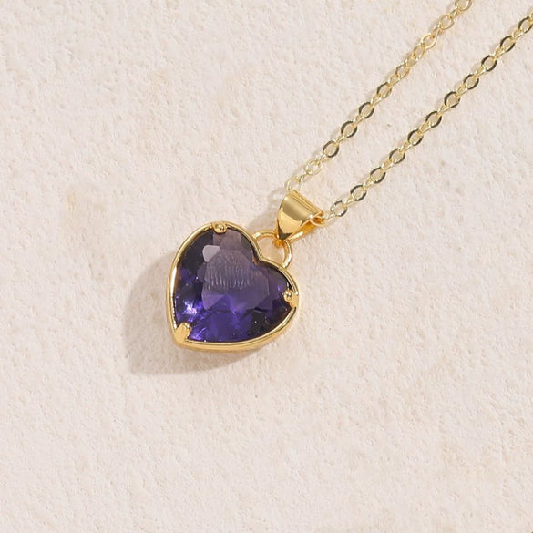 Wholesale Jewelry Geometric Glass Love Pendant Necklace Copper Electroplated For Women