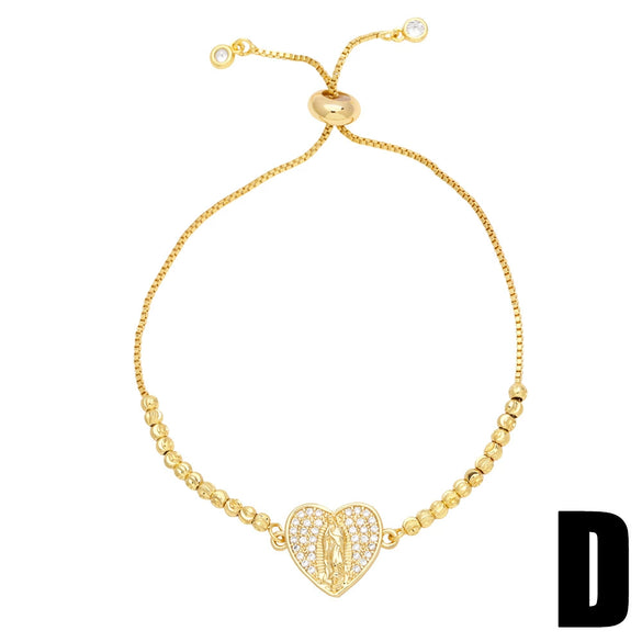 Wholesale Jewelry Geometric Heart Shaped Copper Inlaid Zircon Bracelet For Women