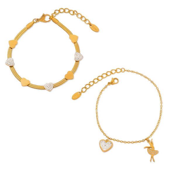 Wholesale Jewelry Geometric Heart 316L Stainless Steel Goldplated Unisex Pendant Bracelet