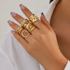 Wholesale Jewelry Geometric Hollow Irregular Zinc Alloy Ring With Electroplating For Women