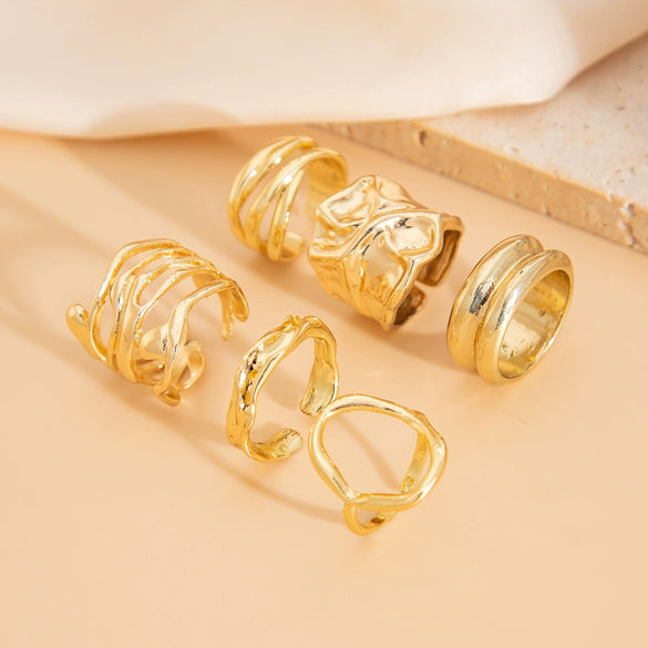 Wholesale Jewelry Geometric Hollow Irregular Zinc Alloy Ring With Electroplating For Women