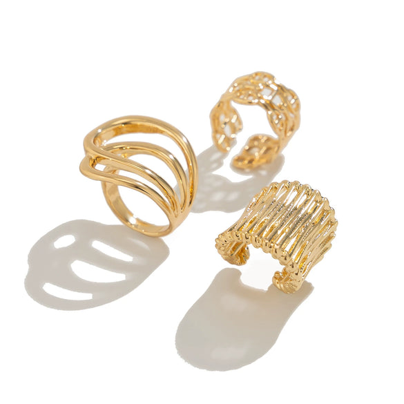 Wholesale Jewelry Geometric Hollow Stripe Alloy Ring Electroplated Women's Popular Style