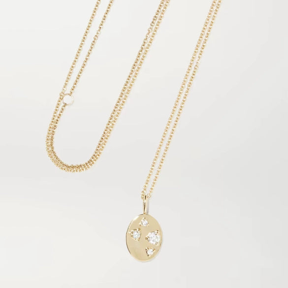 Wholesale Jewelry Geometric Irregular Oval Zircon Pendant Necklace Copper Titanium Steel Goldplated