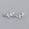 Wholesale Jewelry Geometric Leaves Ear Studs S925 Silver Electroplated For Female