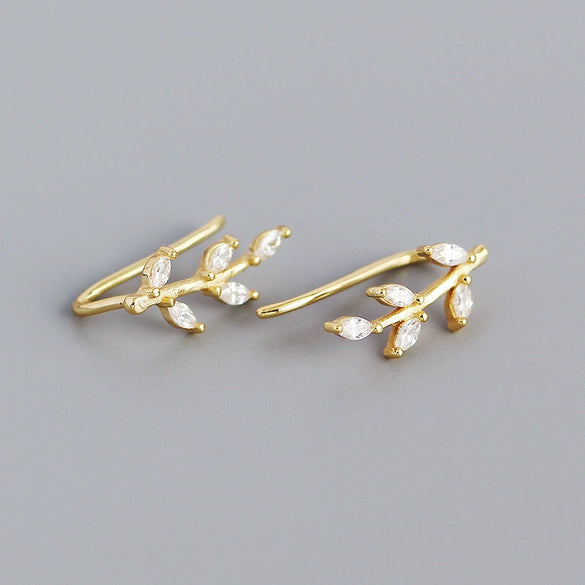 Wholesale Jewelry Geometric Leaves Ear Studs S925 Silver Electroplated For Female