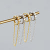 Wholesale Jewelry Geometric Long Tassel Chain Zircon Ear Buckle Earrings 925 Silver Electroplated For Women