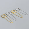 Wholesale Jewelry Geometric Long Tassel Chain Zircon Ear Buckle Earrings 925 Silver Electroplated For Women