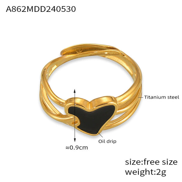 Wholesale Jewelry Geometric Love Shape 316L Stainless Steel Goldplated Ring