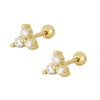 Wholesale Jewelry Geometric Lucky Grass Screw Earrings 925 Sterling Silver Electroplated Flower Style