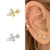 Wholesale Jewelry Geometric Lucky Grass Screw Earrings 925 Sterling Silver Electroplated Flower Style