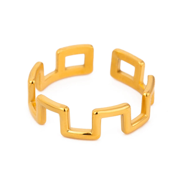 Wholesale Jewelry Geometric Minimalist Stainless Steel Square Ring Electroplated