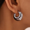 Wholesale Jewelry Geometric Moon Hollow 316L Stainless Steel 18K Gold Plated Women's Earrings