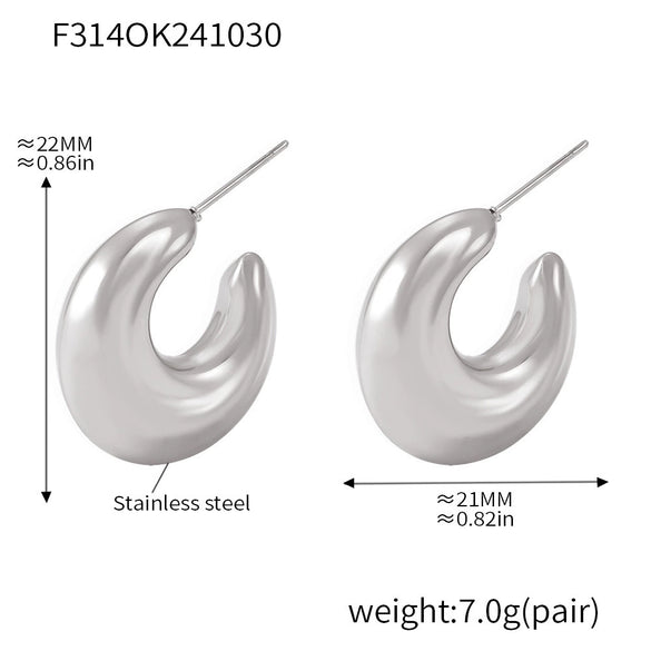 Wholesale Jewelry Geometric Moon Hollow 316L Stainless Steel 18K Gold Plated Women's Earrings