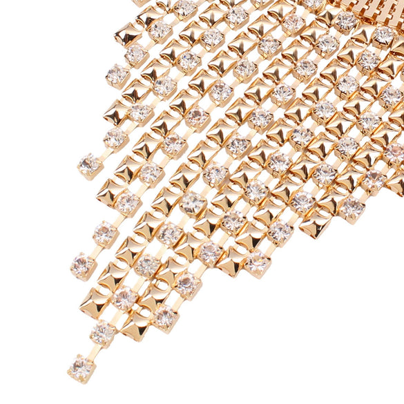 Wholesale Jewelry Geometric Multi Layer Tassel Alloy Diamond Necklace Earrings Collar