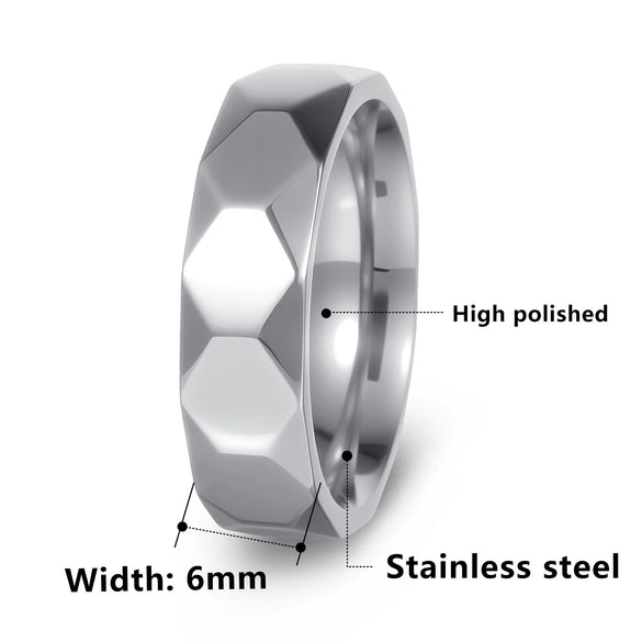 Wholesale Jewelry Geometric Multifaceted Titanium Steel Ring Electroplated Unisex Couple Ring