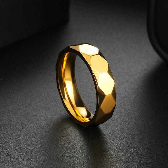 Wholesale Jewelry Geometric Multifaceted Titanium Steel Ring Electroplated Unisex Couple Ring