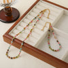 Wholesale Jewelry Geometric Natural Tourmaline And Stainless Steel Beaded Necklace With Electroplating For Women
