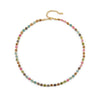 Wholesale Jewelry Geometric Natural Tourmaline And Stainless Steel Beaded Necklace With Electroplating For Women