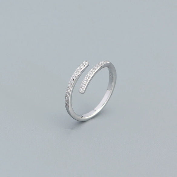 Wholesale Jewelry Geometric Open Ring S925 Silver Microinlaid Zircon Electroplated For Women