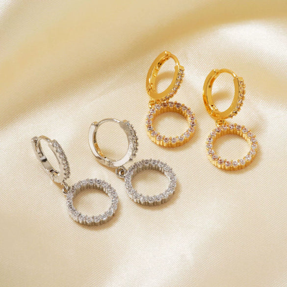 Wholesale Jewelry Geometric Oval Copper Zircon Earrings