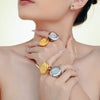 Wholesale Jewelry Geometric Palm Pattern Titanium Steel Pvd Goldplated Ring