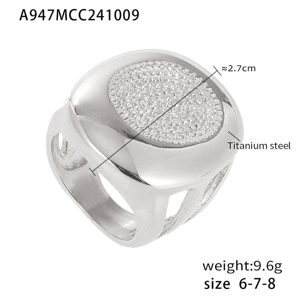 Wholesale Jewelry Geometric Palm Pattern Titanium Steel Pvd Goldplated Ring