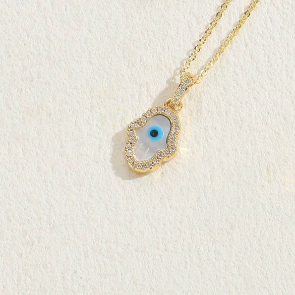 Wholesale Jewelry Geometric Pattern Oil Dripping Resin Devil's Eye Pendant Copper Electroplating Necklace