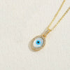 Wholesale Jewelry Geometric Pattern Oil Dripping Resin Devil's Eye Pendant Copper Electroplating Necklace