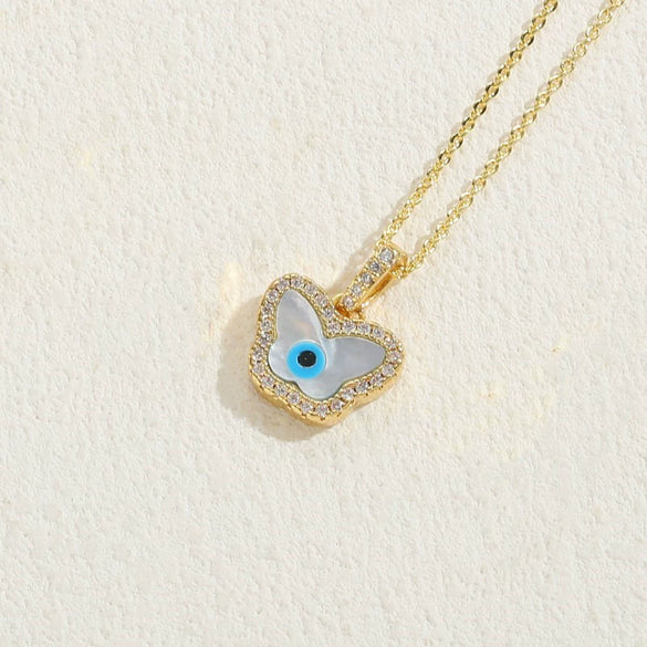 Wholesale Jewelry Geometric Pattern Oil Dripping Resin Devil's Eye Pendant Copper Electroplating Necklace