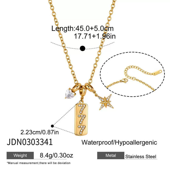 Wholesale Jewelry Geometric Pattern Stainless Steel Vacuum Real Gold Plated Necklace For Women