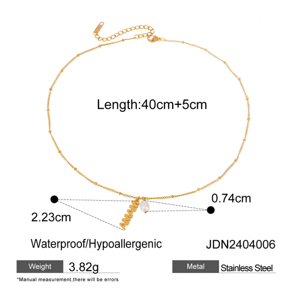Wholesale Jewelry Geometric Pattern Stainless Steel Vacuum Real Gold Plated Necklace For Women