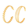 Wholesale Jewelry Geometric Round Bead Stitching 316L Stainless Steel Open Bracelet Electroplating