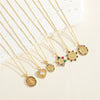Wholesale Jewelry Geometric Round Copper Mixed Gem Inlay Electroplated Ochain Necklace For Women