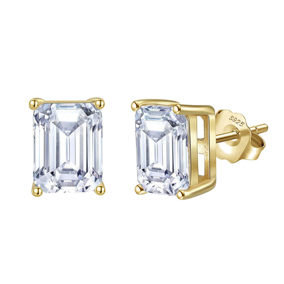 Wholesale Jewelry Geometric S925 Silver Stud Earrings Plated With 14K Gold