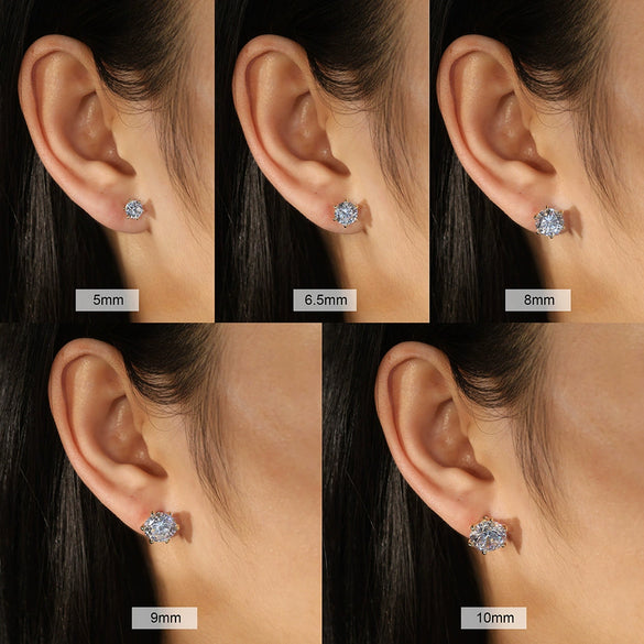 Wholesale Jewelry Geometric S925 Sterling Silver Earrings Electroplated With Round Zircon Simple Style For Women