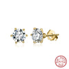 Wholesale Jewelry Geometric S925 Sterling Silver Earrings Electroplated With Round Zircon Simple Style For Women