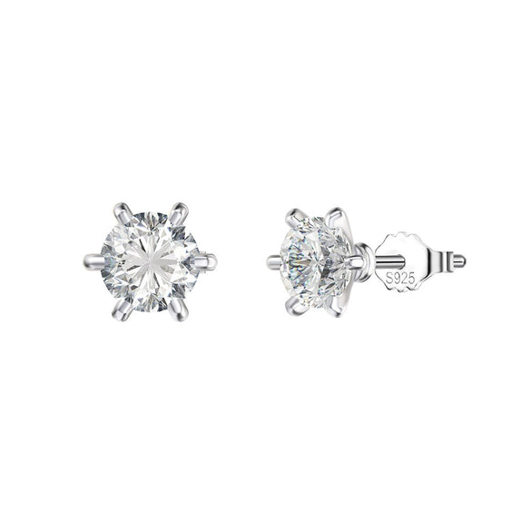 Wholesale Jewelry Geometric S925 Sterling Silver Earrings Electroplated With Round Zircon Simple Style For Women