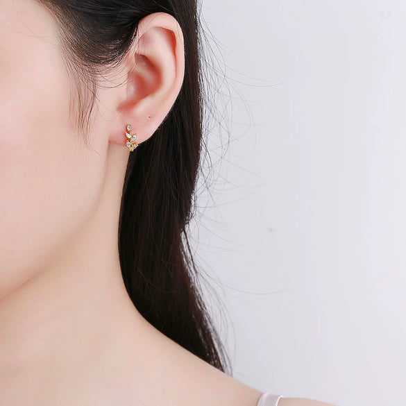 Wholesale Jewelry Geometric S925 Sterling Silver Electroplated Horse Eye Stone Ear Buckle Earrings