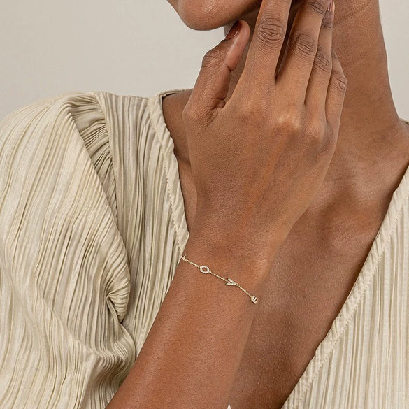 Wholesale Jewelry Geometric S925 Sterling Silver Micropaved Love Letter Bracelet Unisex Fashion Minimalist