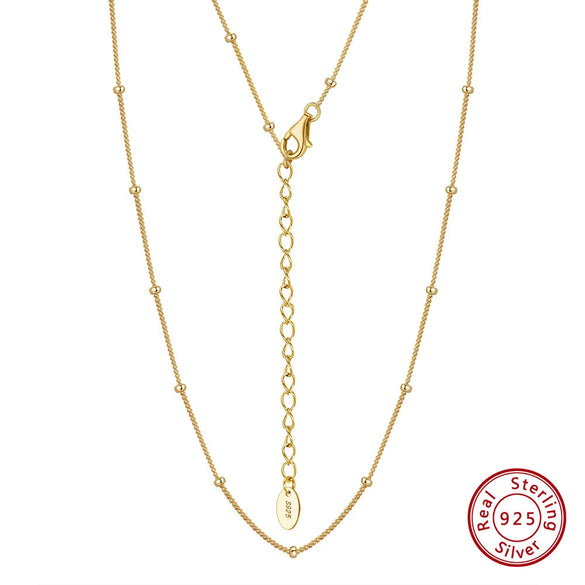 Wholesale Jewelry Geometric S925 Sterling Silver Necklace With 14K Gold Plated Adjustable Chain