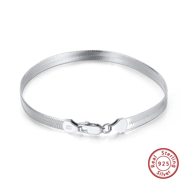Wholesale Jewelry Geometric Silver 925 Silver Electroplated Herringbone Chain Bracelet